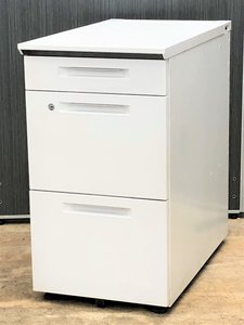 【5台入荷】KOKUYO IS（アイエス） 3段脇デスク　ホワイト　A4タイプ